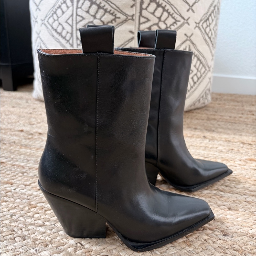Alias MAE Western Black 100% Real Leather Boots Sz 35/US 5